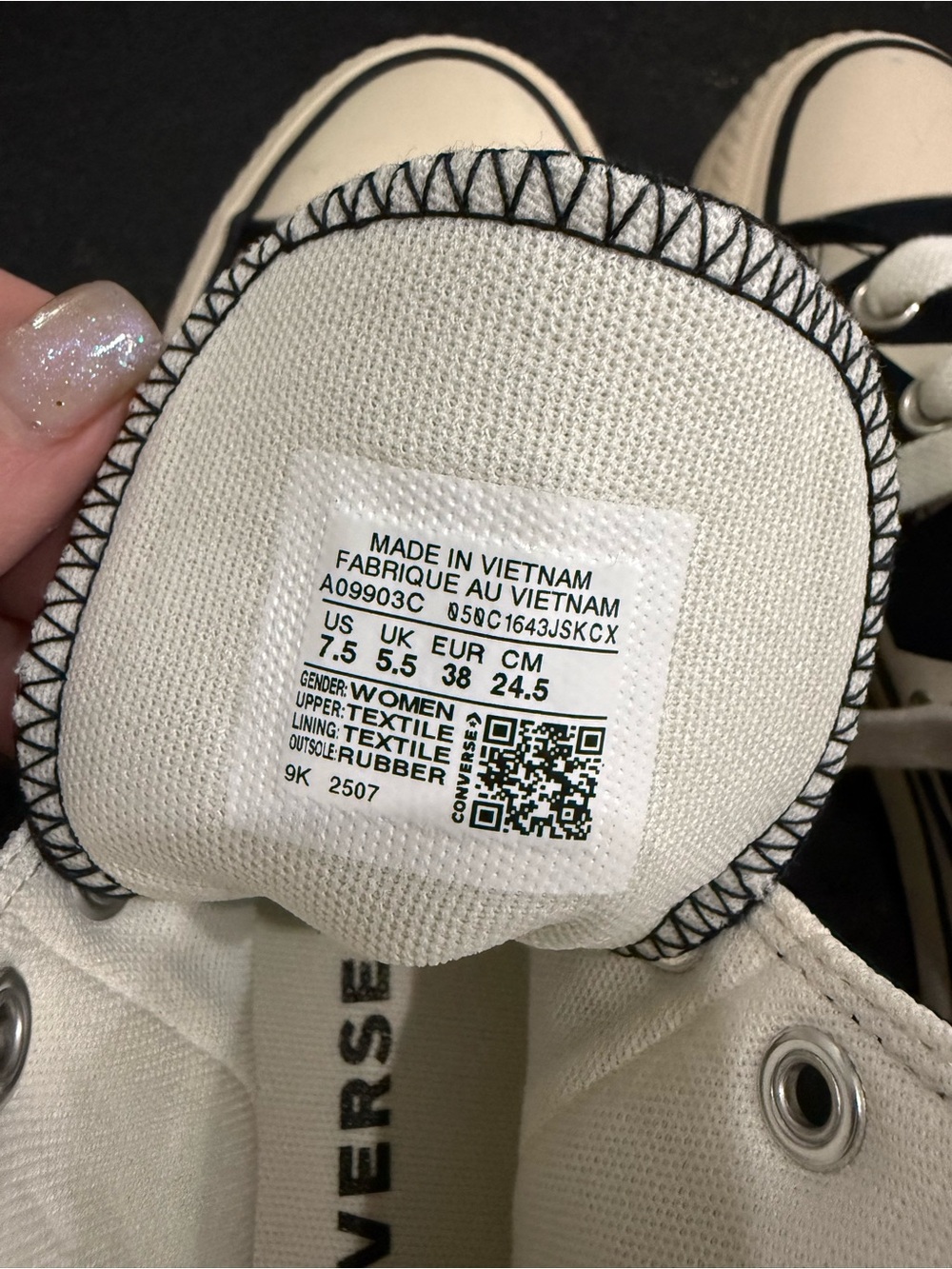 Converse ALL STAR LIFT High Top Sneakers Black & Cream Star Pattern Platform 7.5 - Picture 14 of 14